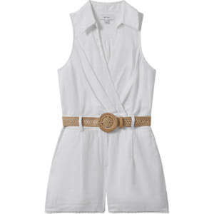 REISS MILA Linen Double Breasted Belted Playsuit